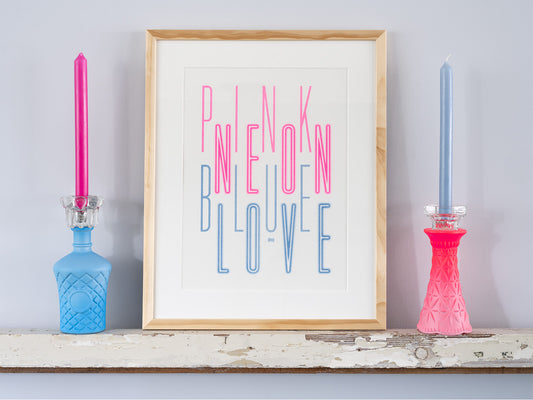 Riso Print NEON (Pink neon blue love)